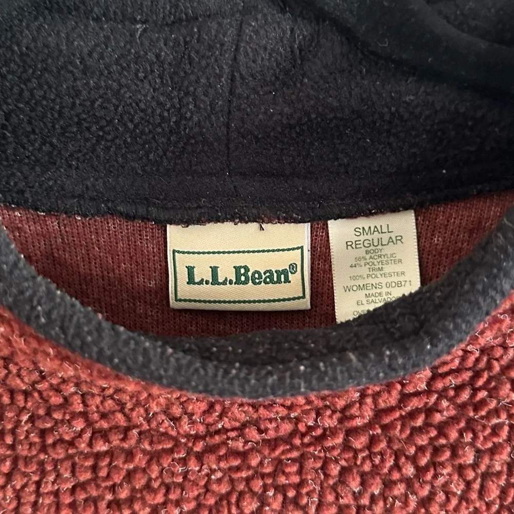 Vintage L.L.Bean Women Size S Sherpa Fleece Pullover Red Mock Neck 2000s Y2K - Picture 3 of 6